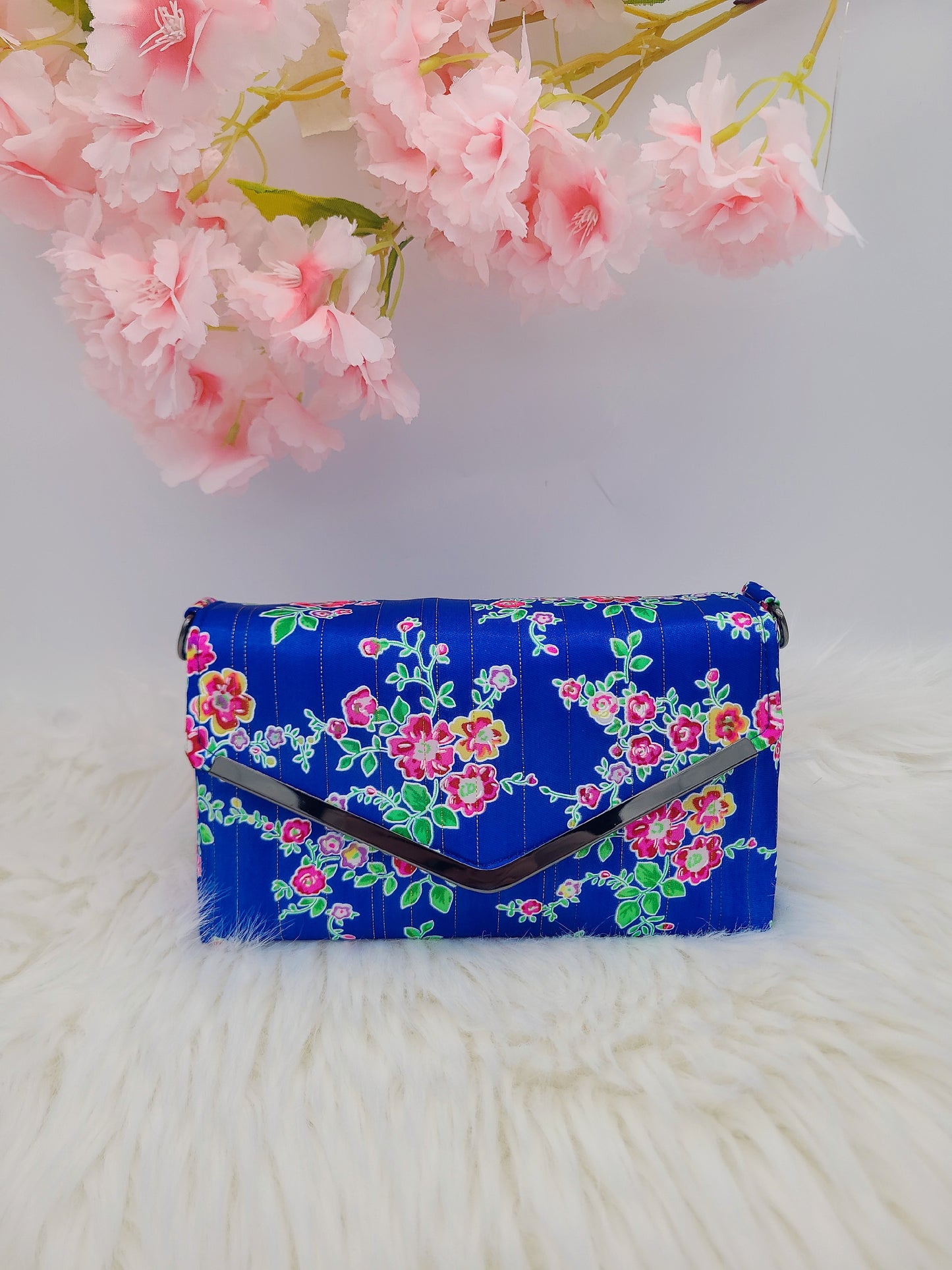 Blue mimic paj iab small envelope bag